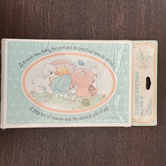 VTG Hallmark Precious Moments New Baby Birth Announcements Boy Or Girl Set Of 8 - Picture 2 of 11